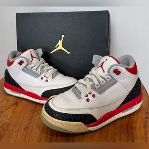 Nike Air Jordan 3 III Retro GS Fire Red Sneakers Basketball Running Shoes 4.5Y